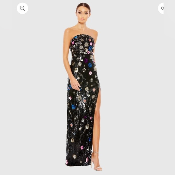 MAC DUGGAL
Black Floral Sequined Strapless Column dress size 8 NWT - Picture 1 of 13